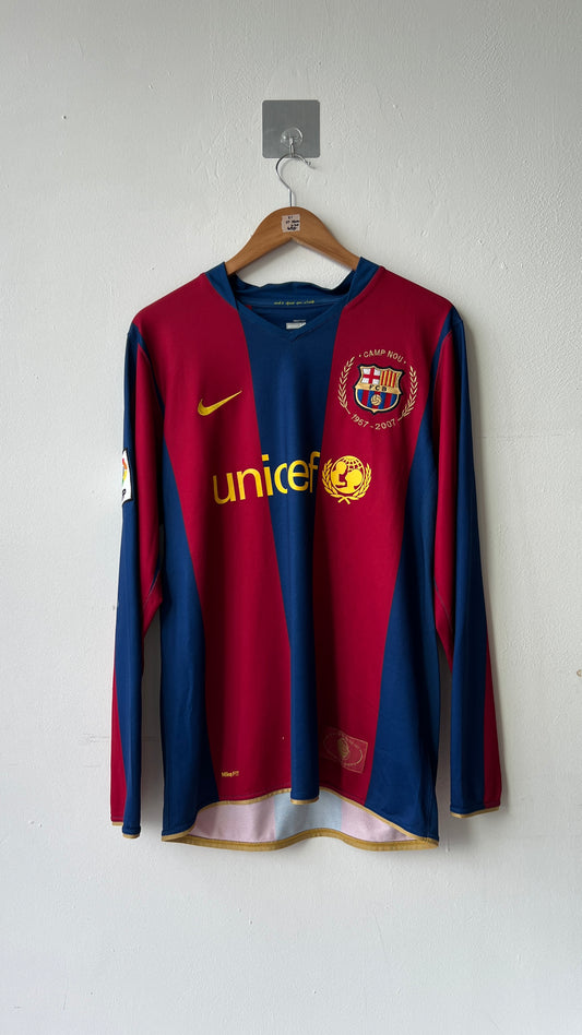 Barcelona 2007-08 Home L/S Shirt Ronaldinho #10 (M)