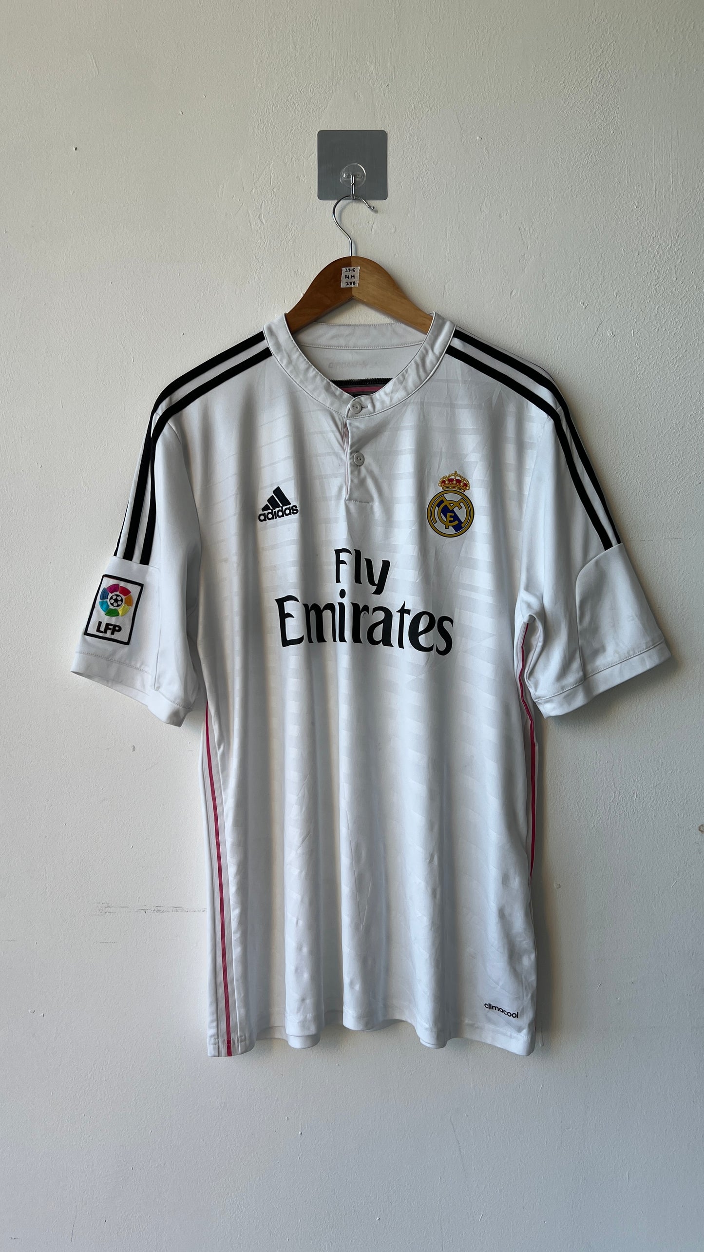 Real madrid 2014 2015 home shirt with a ronaldo cr7 nameset-authentic white vintage adidas jersey-front view