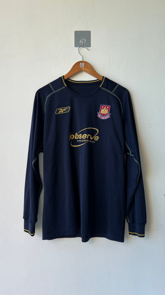 West ham 2003 2004 away long sleeve ls shirt-authentic vintage reebok in black-front view